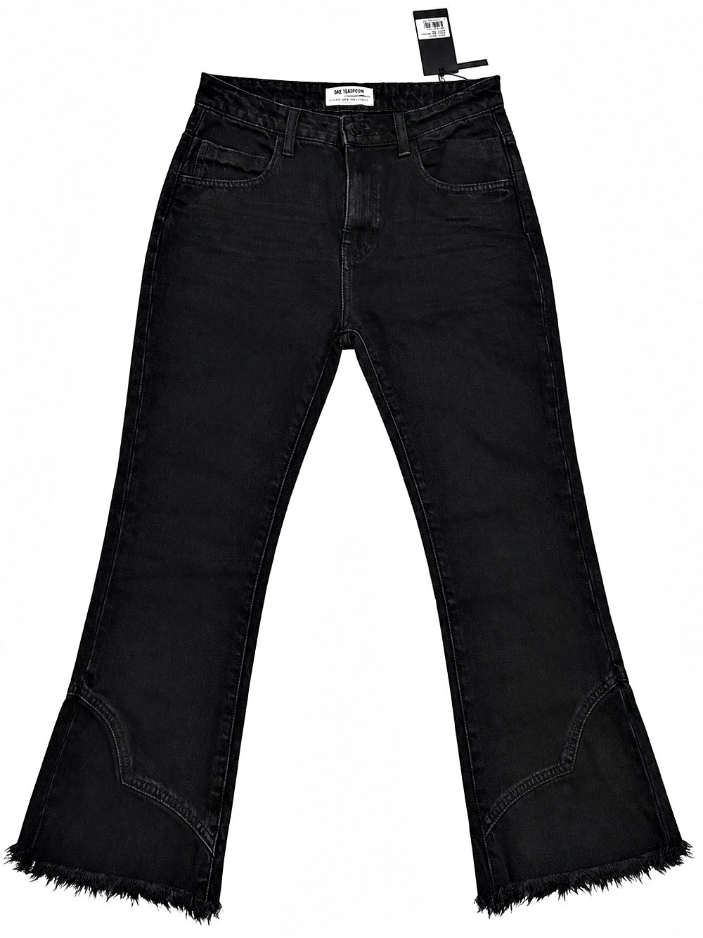 One Teaspoon Johnnies Low Waist Wide Leg Flared Denim Jeans Black NWT